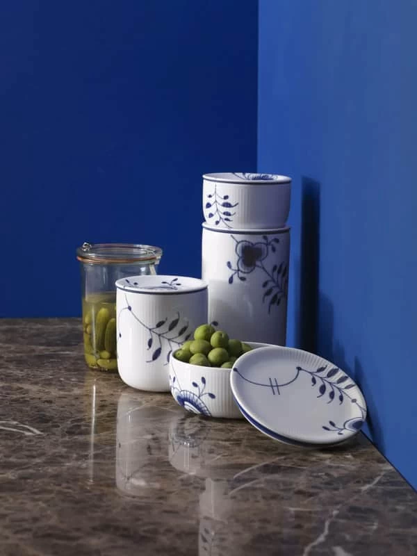 Royal Copenhagen Blå Mega Riflet Krukke M. Låg 4 Royal Copenhagen Blå Mega Riflet Krukke M. Låg - Billede 2